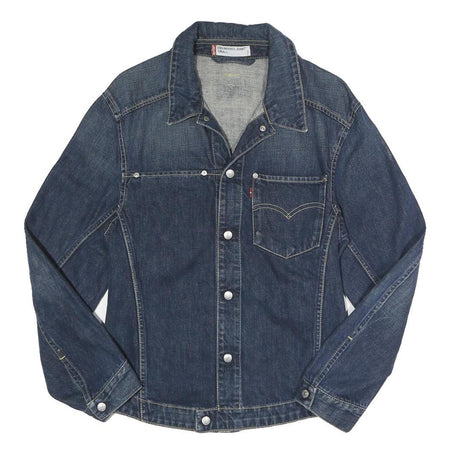 LEVI'S Mens Blue Denim Jacket S Cotton Blend Button Closure Classic Fit Casual