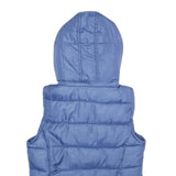 ZARA Womens Blue Hooded Puffer Jacket M Polyester Sleeveless Zip Fastening
