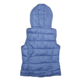 ZARA Womens Blue Hooded Puffer Jacket M Polyester Sleeveless Zip Fastening