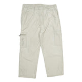 LANZANS Mens Cotton Blend Beige Relaxed Cargo Trousers W34 L23 Drawstring