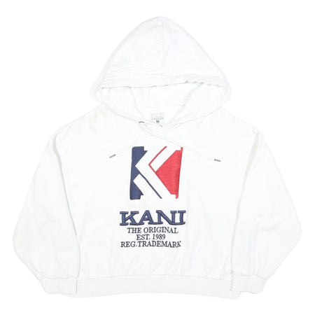 KARL KANI Womens White Red & Navy Pullover Hoodie S Logo Embroidered