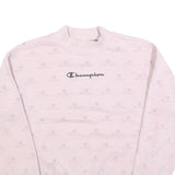 CHAMPION Womens Pink Crew Neck Sweatshirt S Cotton Blend Pullover Logo Print