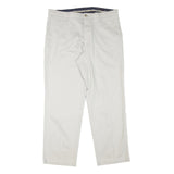 DOCKERS Mens Cotton Blend Beige Regular Straight Trousers W36 L30 Classic Zip