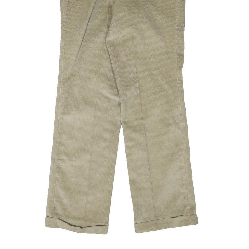 LL BEAN Mens Cotton Blend Beige Regular Straight Trousers W30 L32 Casual Zip