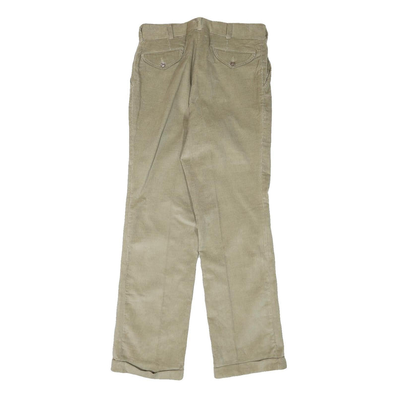 LL BEAN Mens Cotton Blend Beige Regular Straight Trousers W30 L32 Casual Zip