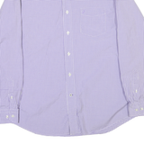 NAUTICA Mens Purple & White Check Shirt L Cotton Blend Casual Classic Fit