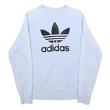ADIDAS Womens White Cotton Blend Crew Neck UK 8 Sweatshirt Classic Trefoil