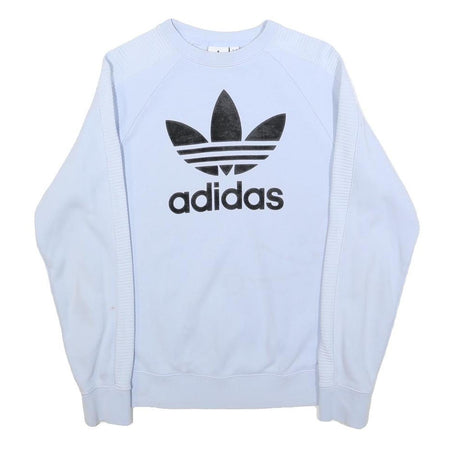 ADIDAS Womens White Cotton Blend Crew Neck UK 8 Sweatshirt Classic Trefoil