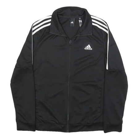 ADIDAS Womens Black & White Slim Fit Jacket UK 12 Polyester Zip Sportswear