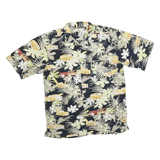 COUNTY SEATS Mens Black Patterned Hawaiian Shirt L Cotton Blend Summer Casual