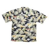 COUNTY SEATS Mens Black Patterned Hawaiian Shirt L Cotton Blend Summer Casual