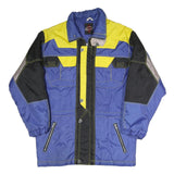 SPEEDWAY Mens Blue & Yellow Colourblock Jacket M Polyester Casual Zip Pockets