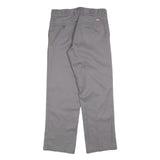 DICKIES Mens Cotton Blend Grey Regular Straight Trousers W32 L30 Workwear