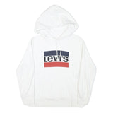 LEVI'S Mens White Hoodie S Cotton Blend Pullover Drawstring Pocket Casual