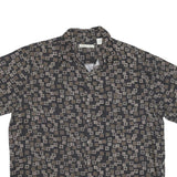 BATICK BAY Mens Black Pattern Shirt XL Relaxed Fit Button Collar Short Sleeve