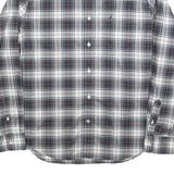NAUTICA Mens White & Grey Checked Shirt L Classic Fit Cotton Blend Long Sleeve