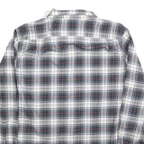 NAUTICA Mens White & Grey Checked Shirt L Classic Fit Cotton Blend Long Sleeve