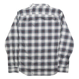 NAUTICA Mens White & Grey Checked Shirt L Classic Fit Cotton Blend Long Sleeve