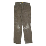 CARHARTT Mens Relaxed Fit Brown Workwear Cargo Trousers W32 L34 Durable Cotton
