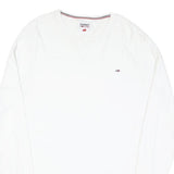 TOMMY JEANS Mens White XL Long Sleeve Crew Neck Classic Cotton Blend T-Shirt