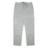 INDICODE Mens Cotton Blend Grey Regular Cargo Trousers W33 L31 Drawstring Waist