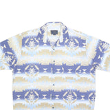 ROPER Mens Blue & Beige Pattern Shirt M Short Sleeve Cotton Casual