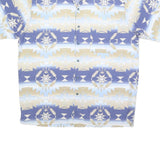 ROPER Mens Blue & Beige Pattern Shirt M Short Sleeve Cotton Casual