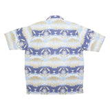 ROPER Mens Blue & Beige Pattern Shirt M Short Sleeve Cotton Casual