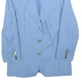 OLIVER GRANT Womens Blue Linen Blend Classic Jacket S Plain Button Organic
