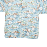 PRESENCE Mens Blue Rayon Island Print Shirt M Summer Casual Button Up