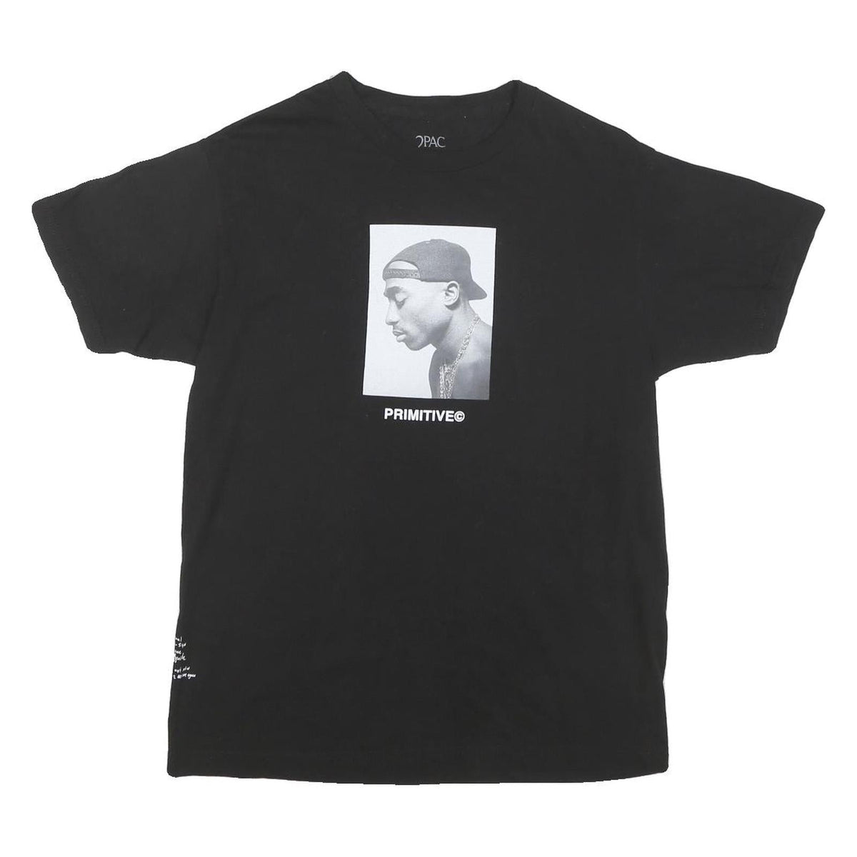 2PAC Mens Black Photo Graphic T-Shirt M Short Sleeve Crew Neck 