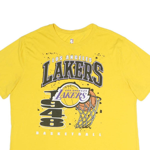 NBA Mens Yellow Los Angeles Lakers Basketball T-Shirt 2XL Short Sleeve Crew Neck