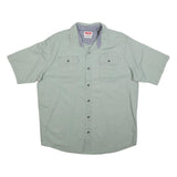 WRANGLER Mens Green Cotton Blend Short Sleeve Shirt L Casual Workwear