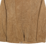 THE OUTWEAR Womens Beige Leather Zip Jacket L Suede Finish Stylish Outerwear