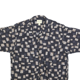JOSEPH & FEISS Mens Black & Beige Silk Printed Shirt M Relaxed Fit Casual