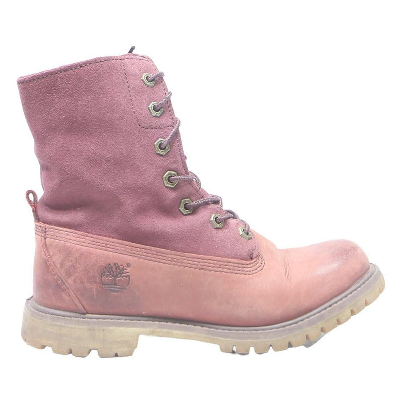 TIMBERLAND Womens Lace-Up Boots Pink Polyester UK 4 Comfortable Durable