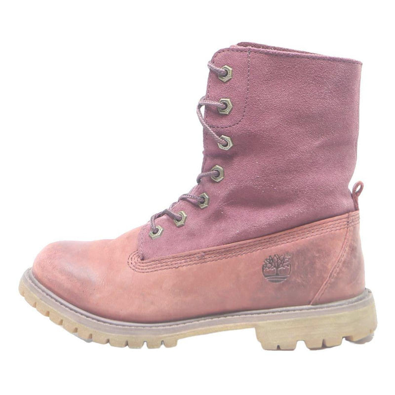 TIMBERLAND Womens Lace-Up Boots Pink Polyester UK 4 Comfortable Durable