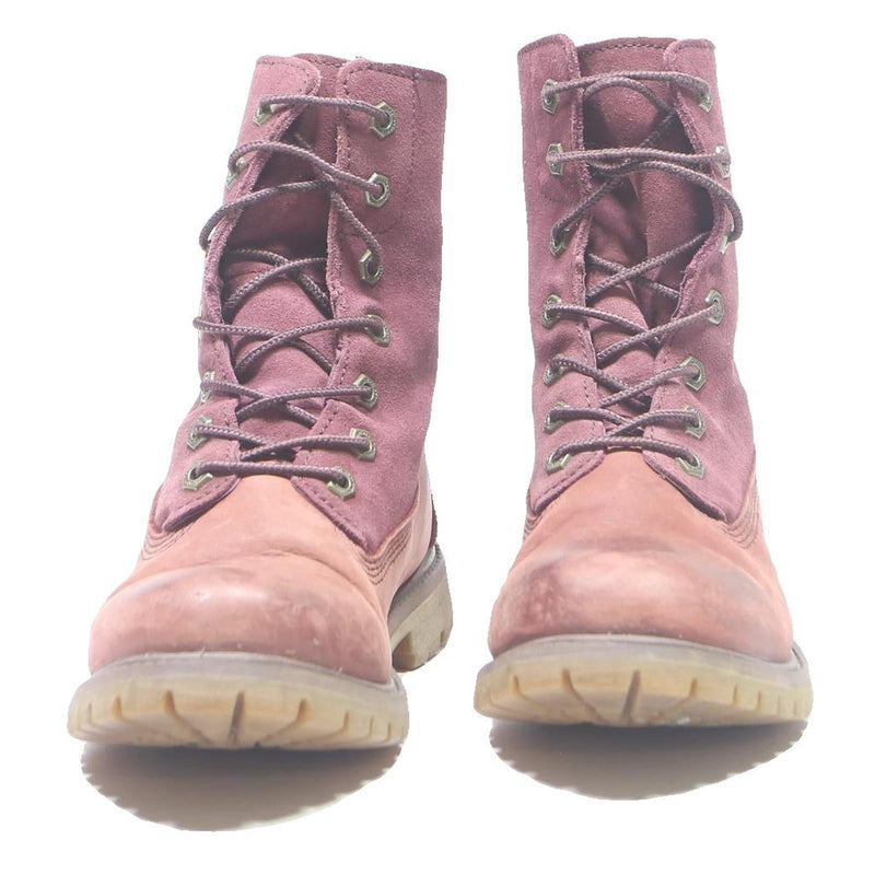 TIMBERLAND Womens Lace-Up Boots Pink Polyester UK 4 Comfortable Durable