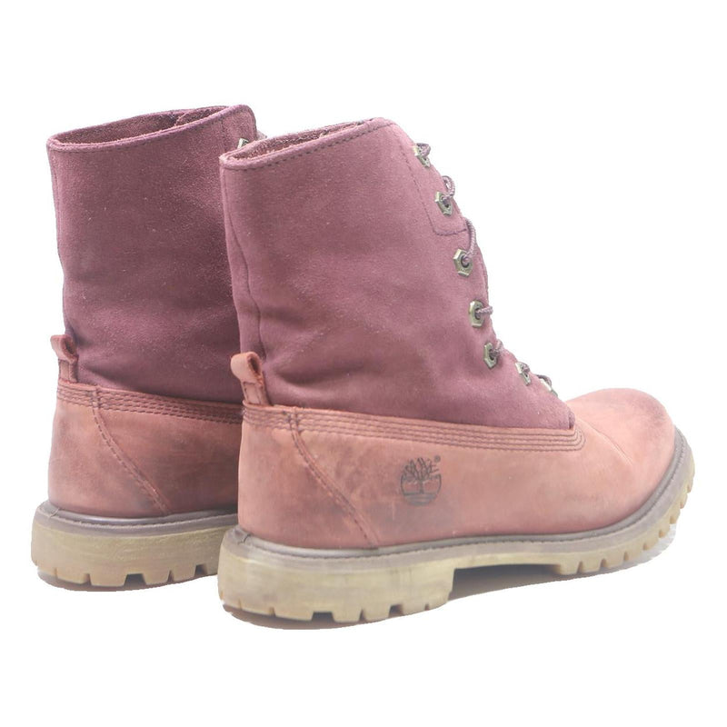 TIMBERLAND Womens Lace-Up Boots Pink Polyester UK 4 Comfortable Durable