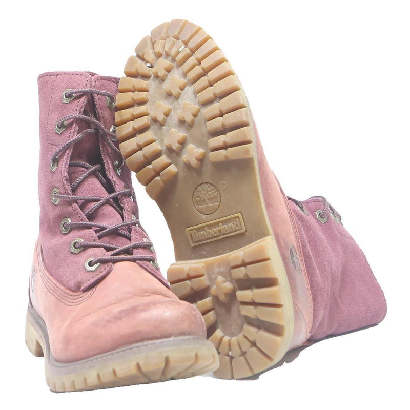 TIMBERLAND Womens Lace-Up Boots Pink Polyester UK 4 Comfortable Durable