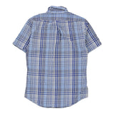 Vintage Slim Fit Ralph Lauren Checked Short Sleeve Shirt - Small Blue Cotton