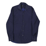 Vintage Boss Slim Fit Shirt - Medium Navy Cotton