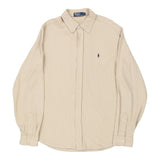 Vintage beige Ralph Lauren Long Sleeve Polo Shirt - mens large