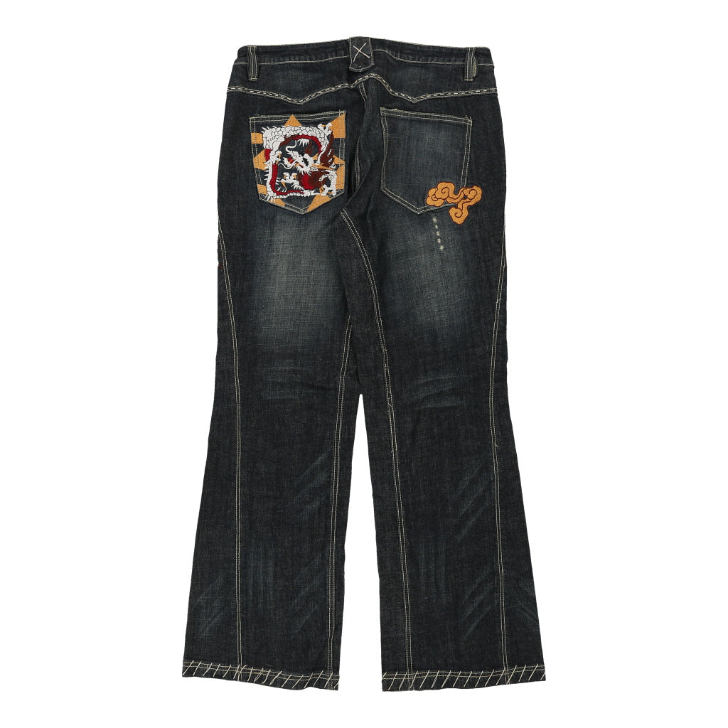 Zenobia Embroidered Jeans - 36W UK 14 Dark Wash Cotton