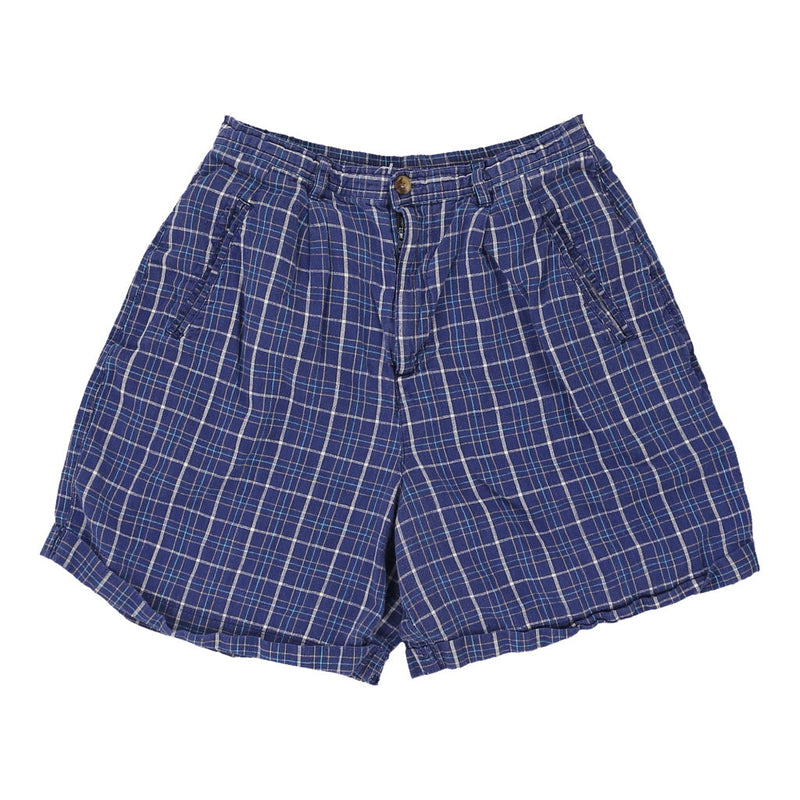 White Stag Checked Shorts - 28W UK 10 Blue Cotton