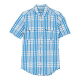 Vintage Burberry Brit Checked Short Sleeve Shirt - XS Blue Cotton