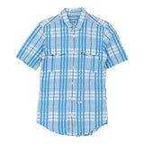Vintage Burberry Brit Checked Short Sleeve Shirt - XS Blue Cotton
