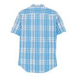 Vintage Burberry Brit Checked Short Sleeve Shirt - XS Blue Cotton