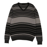 Calvin Klein Jeans Striped Jumper - 2XL Black Wool Blend