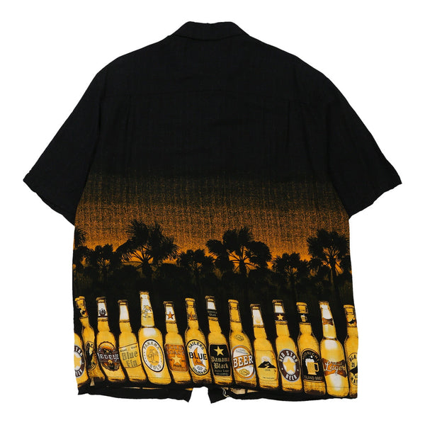 Vintage black George Hawaiian Shirt - mens large